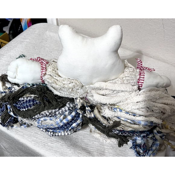 String Rag Mop Cat Plush Draft Dodger shaggy folk art Farmhouse Primitive kitty - Picture 5 of 5